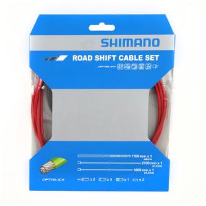 Kit câbles et gaines Dérailleurs Shimano Route Optislik couleur rouge